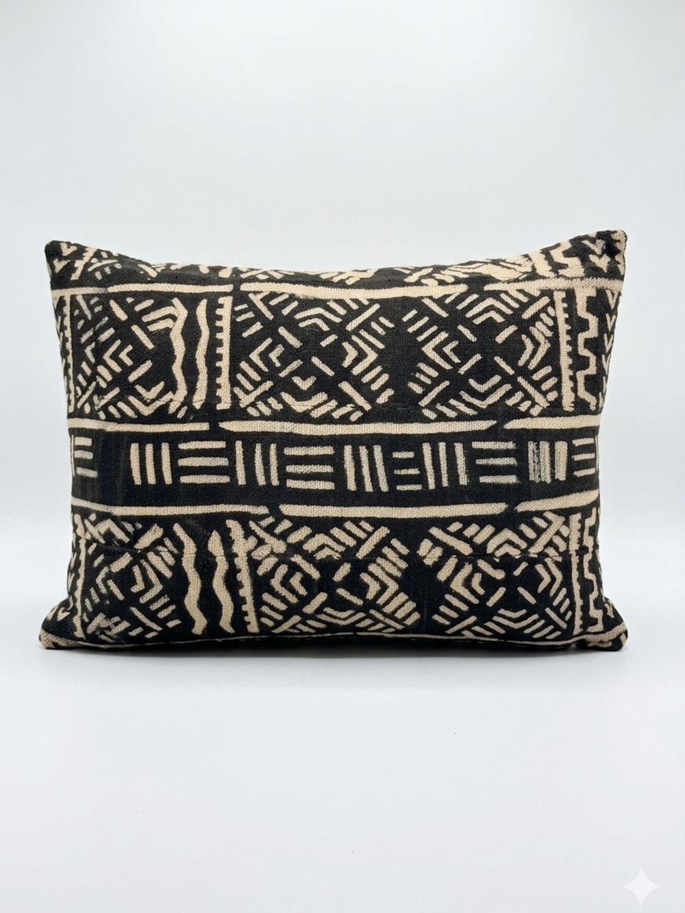 ST. FRANK Noir Figures Kuba Cloth Lumbar Pillow 12x16 Black Cream Neutral LUXE